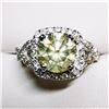 Image 3 : 51) 14K WHITE GOLD LIGHT YELLOW DIAMOND HALO RING,