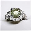Image 4 : 51) 14K WHITE GOLD LIGHT YELLOW DIAMOND HALO RING,