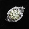 Image 5 : 51) 14K WHITE GOLD LIGHT YELLOW DIAMOND HALO RING,