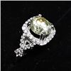 Image 6 : 51) 14K WHITE GOLD LIGHT YELLOW DIAMOND HALO RING,
