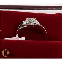 14) 14K WHITE GOLD PINK SAPPHIRE & DIAMOND RING,