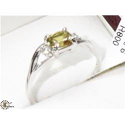 11) 14K WHITE GOLD YELLOW SAPPHIRE & DIAMOND RING,
