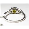 Image 3 : 11) 14K WHITE GOLD YELLOW SAPPHIRE & DIAMOND RING,