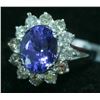 Image 5 : 42) 14K WHITE GOLD TANZANITE AND DIAMOND RING,