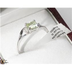 16) 14K WHITE GOLD YELLOW SAPPHIRE & DIAMOND RING,