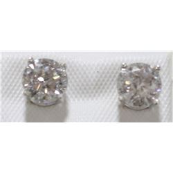 1) 14K WHITE GOLD DIAMOND STUD EARRINGS,