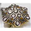 Image 3 : 3) GILT STERLING SILVER TWO TONE DIAMOND RING,