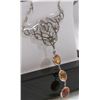 Image 2 : 11) 14K WHITE GOLD SAPPHIRE AND DIAMOND NECKLACE,