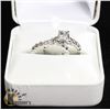Image 1 : 21) 14K WHITE GOLD DIAMOND 2PC RING SET,