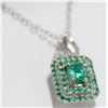 Image 2 : 36) 14K WHITE GOLD EMERALD & DIAMOND PENDANT W/10K