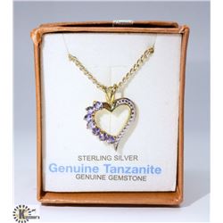 .925 SILVER LADIES GOLD PLATED TANZANITE PENDANT