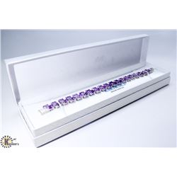 .925 SILVER LADIES AMETHYST BRACELET.