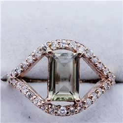 65) 14K ROSE GOLD ZULTANITE AND DIAMOND RING,