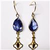 Image 1 : 91) 18K YELLOW GOLD TANZANITE EARRINGS,