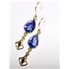 Image 2 : 91) 18K YELLOW GOLD TANZANITE EARRINGS,