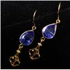 Image 3 : 91) 18K YELLOW GOLD TANZANITE EARRINGS,