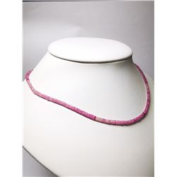 61) 17" PINK SAPPHIRE BEADED NECKLACE WITH