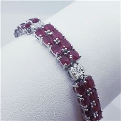 71) STERLING SILVER & GLASS FILLED RUBY BRACELET,