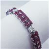 Image 1 : 71) STERLING SILVER & GLASS FILLED RUBY BRACELET,