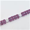 Image 2 : 71) STERLING SILVER & GLASS FILLED RUBY BRACELET,