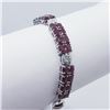 Image 3 : 71) STERLING SILVER & GLASS FILLED RUBY BRACELET,