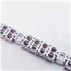 Image 4 : 71) STERLING SILVER & GLASS FILLED RUBY BRACELET,