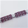 Image 5 : 71) STERLING SILVER & GLASS FILLED RUBY BRACELET,
