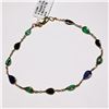 Image 2 : 87) 10K YELLOW GOLD SAPPHIRE & EMERALD BRACELET,