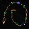 Image 3 : 87) 10K YELLOW GOLD SAPPHIRE & EMERALD BRACELET,