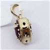 Image 3 : 72) GILT STERLING SILVER SAPPHIRE & RUBY PENDANT,