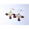 Image 2 : 21) 18K YELLOW GOLD GARNET CHANDELIER EARRINGS,