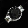 Image 1 : 49) 14K WHITE GOLD BLACK DIAMOND RING,