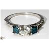 Image 2 : 1) 14K WHITE GOLD FANCY COLORED DIAMOND RING,