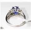 Image 3 : 2) 14K WHITE GOLD TANZANITE & DIAMOND RING,