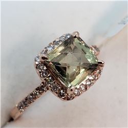 100) 10K ROSE GOLD ZULTANITE & DIAMOND HALO RING,