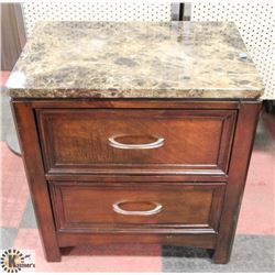 FAUX MARBLE NIGHT STAND WITH 2 DRAWERS,