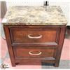 Image 1 : FAUX MARBLE NIGHT STAND WITH 2 DRAWERS,