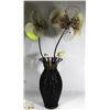Image 1 : BROWN WICKER & METAL VASE W/2 METAL