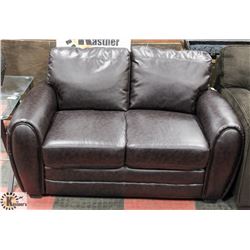 59" CHOCOLATE LEATHERETTE LOVE SEAT