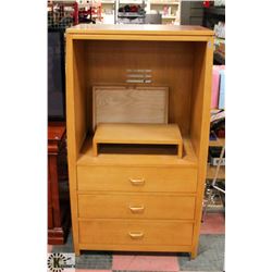 WOOD TONED TV ARMOIRE. FURNITURE