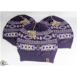 LOT OF 3 PURPLE BEAVER CANOE FASHION TOQUES