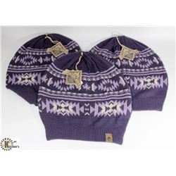LOT OF 3 PURPLE BEAVER CANOE FASHION TOQUES
