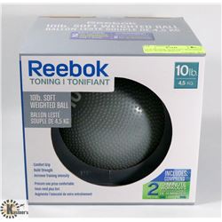 NEW REEBOK 10 LB SOFT WEIGHTED BALL WITH WORKOUT