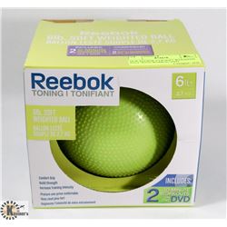 NEW REEBOK 6 LB SOFT WEIGHTED BALL WITH WORKOUT DVD