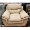 Image 1 : 44" TAN LEATHERETTE ARM CHAIR-SLIGHT WEAR ON ARM