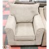 Image 1 : 37" CORDUROY FABRIC TAN COLORED ARM CHAIR.