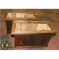 2 STAINED PINE PLANTERS, 25"X12"X15".