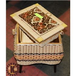 STANDING SEWING BOX W/ MULTISECTION BY EATONS.