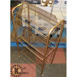 BRASS RECORD STAND 3 LEVEL STORAGE
