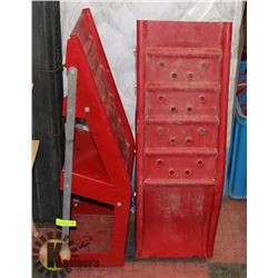 SET OF METAL CAR RAMPS.